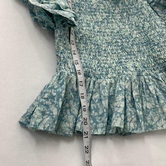 Love The Label Smocked Peplum Blouse Worn on TV Women's Medium Blue - Picture 10 of 10